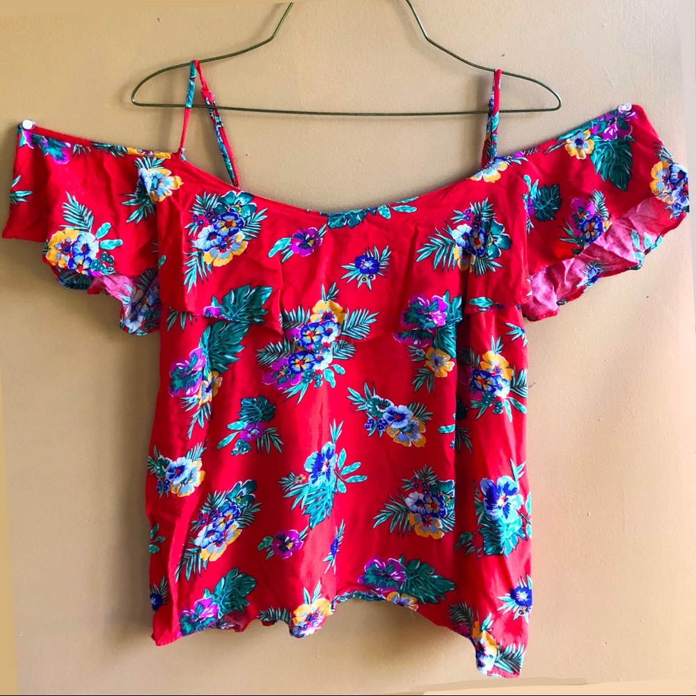 Off the Shoulder Red Ruffle Top